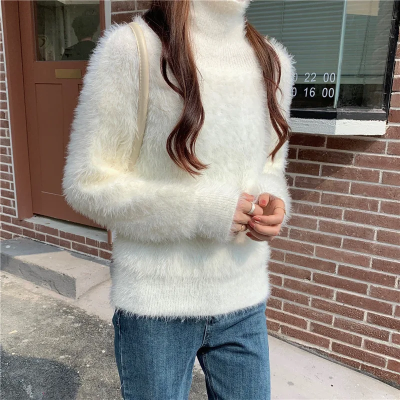 Warm Winter Fluffy Mohair Knitted Sweater Women Casual Flocking Pullovers Ladies Simple Sweater Loose Jumper Streetwear Knitwear
Warm Winter Fluffy Mohair Knitted Sweater Women Casual Flocking Pullovers Ladies Simple Sweater Loose Jumper Streetwear Knitwear