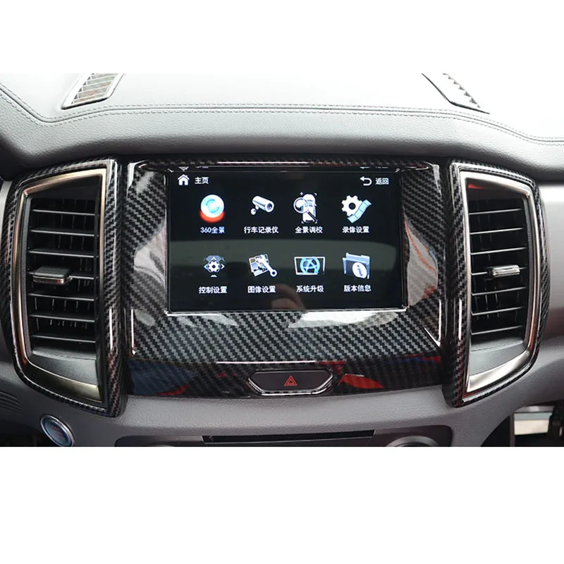 

For Ford Ranger Everest Endeavour 2015 2016 2017 2018 2019 2020 Carbon Fiber Color Inner Center Navigation frame Cover