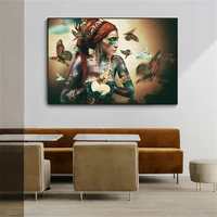 african woman with butterfly canvas paintings on the wall art posters and prints colorful black girl art picture home decoration