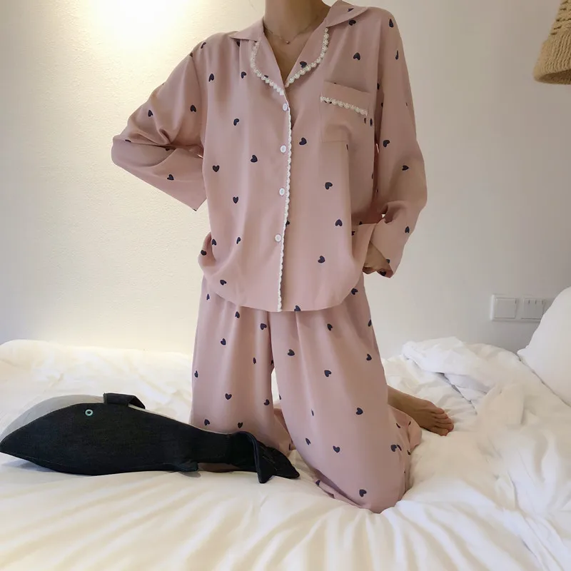 Женская пижама хлопок пижамы Женские милая Новая теплая тонкий дамашняя одежда