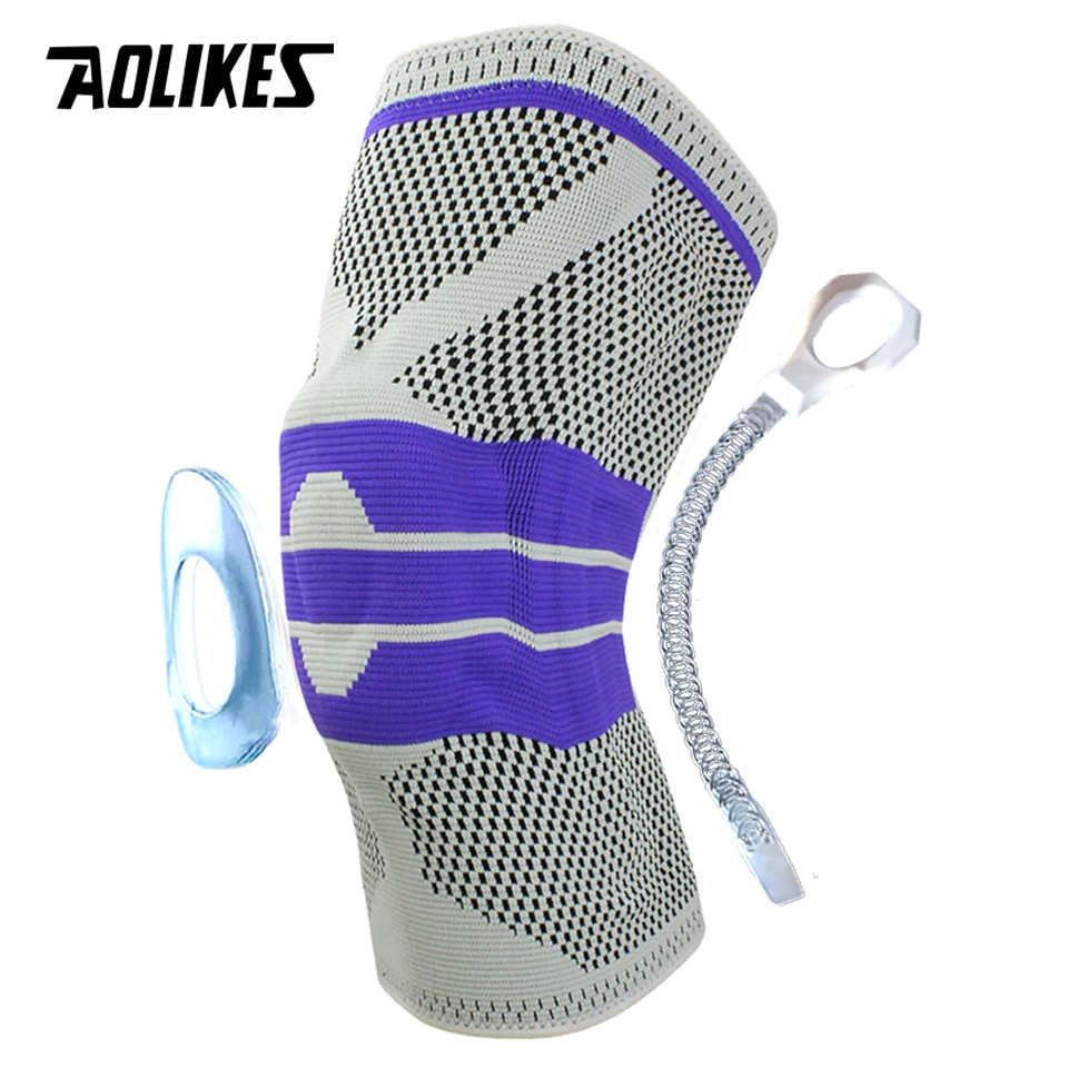 Grey AOLIKES 1 шт. поддержка баскетбола Силиконовые Мягкие Наколенники наколенники Поддержка бандаж Meniscus коленной чашечки защита спортивной безопасности Защита - Цвет: Grey