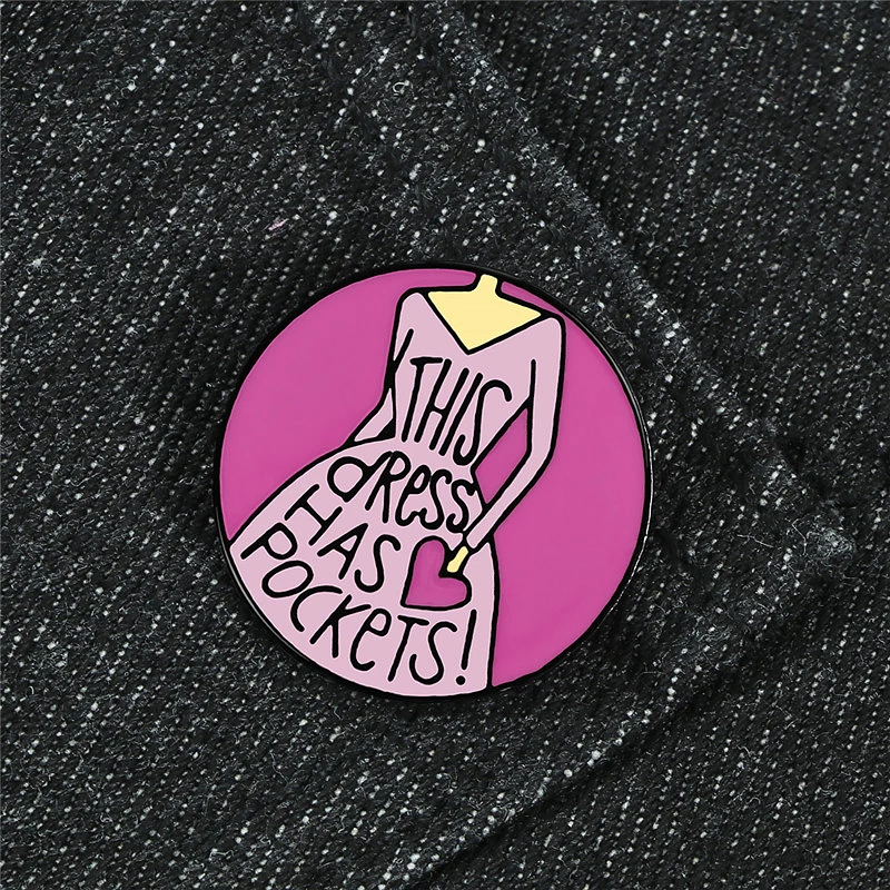 Фиолетовая круглая брошь модная женская эмалированная для юбки значок на