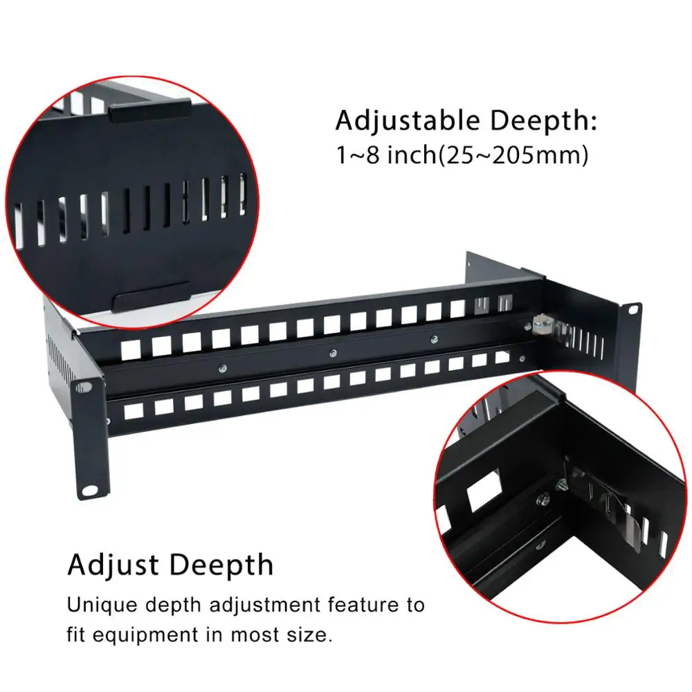 2U 19 Inch Adjustable Rack Mount Din Rail Chassis in Cabinet 19