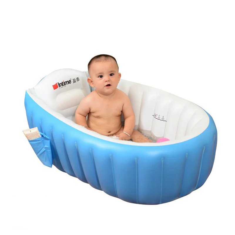 

2020 Style Portable bathtub inflatable Children bath tub Cushion Warm winner keep warm folding With Air Pump Baby Bathroom