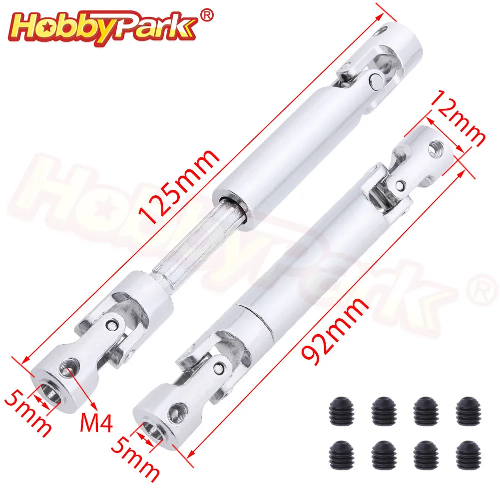 

2pcs Steel Drive Shaft CVD 92-125mm / 110-155mm Heavy Duty For 1/10 RC Crawler SCX10 RC4WD D90 Axial CC01 Container Truck Tamiya