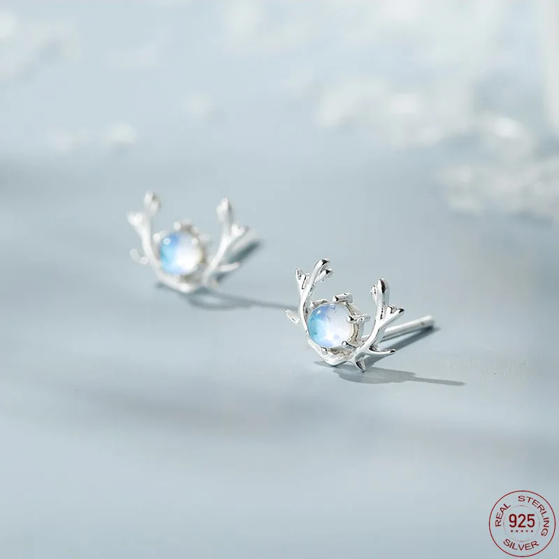 

Cute Deer Elk Moonstone Earring Antlers Charm Animal Earring For Women Girl Christmas Gift Jewelry
