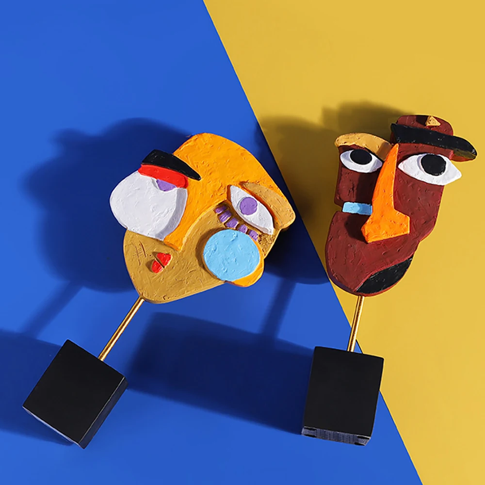 Фигурки из абстрактной смолы с изображением человеческого лица креативные