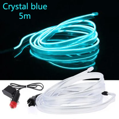 Crystal Blue-5m Автомобильная светодиодная лента, Декоративная гирлянда, провод, веревка, Трубная линия, неоновый светильник для Volkswagen POLO Golf 5 6 7 Passat B5 B6 Bora MK5 MK6 Tiguan - Название цвета: Crystal Blue-5m