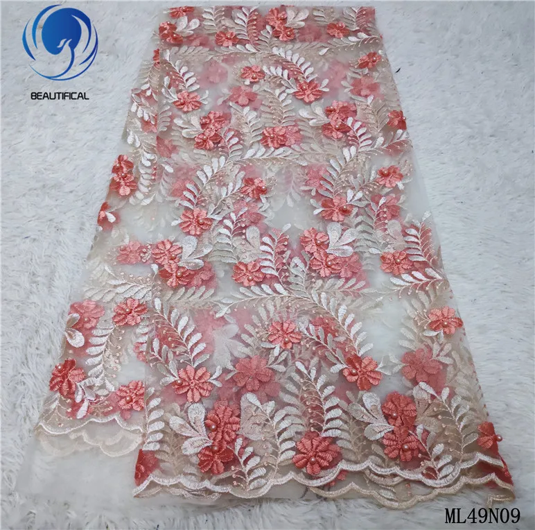 

Красивые французские Африканские кружева 5 ярдов 2019 дешевая Вышивка Тюль Ткань нигерийские кружева ML49N09
