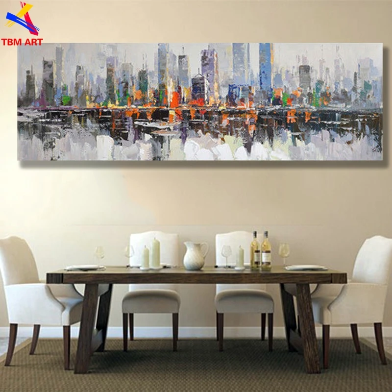 

New York City Picture Hand painted Modern Abstract Oil Painting on Canvas for Living Room Home Decoration Art Gift Unframed SL01