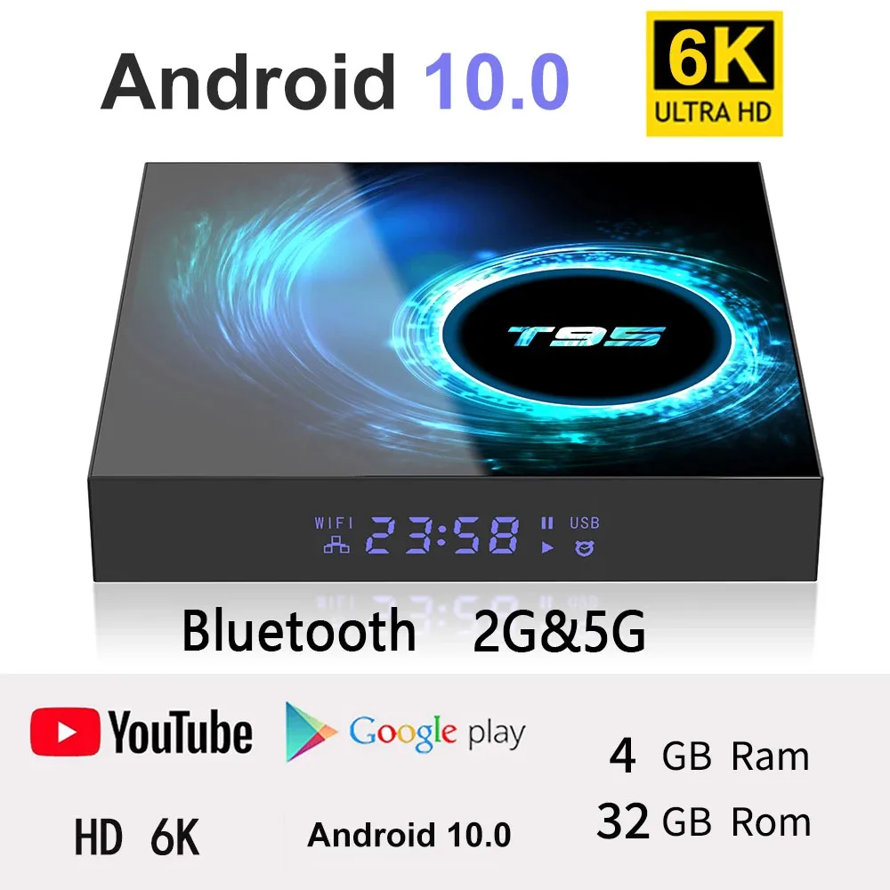 

6K Smart Set-Top Android High Definition 4G Ram 2.4G Wifi Wireless Network Support 100m RJ45 Lan Ethernet TV Box Media Player