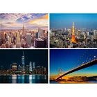 Diy картина для алмазной вышивки с ночным видом закат Нью-Йорк Токийская башня полностью квадратная круглая Алмазная мозаика вышивка мост городской пейзаж