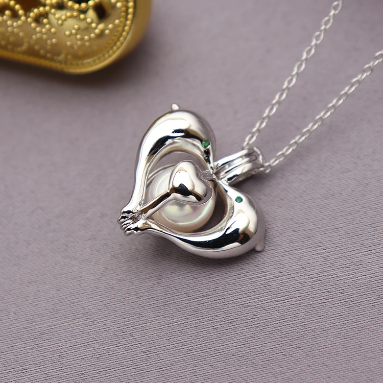 Серебро 925 пробы 8 10 мм в форме дельфина эфирное масло диффузор ожерелье медальон