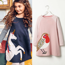 Vestidos Vestido con estampado de pájaros para niñas...