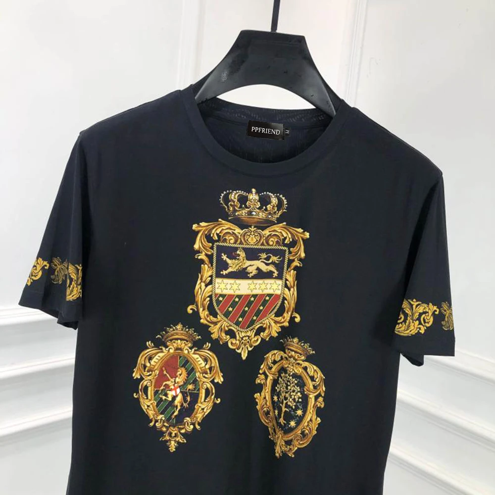

Men's 100% Cotton War Horse Print Short-sleeved T-shirt PP |420202515