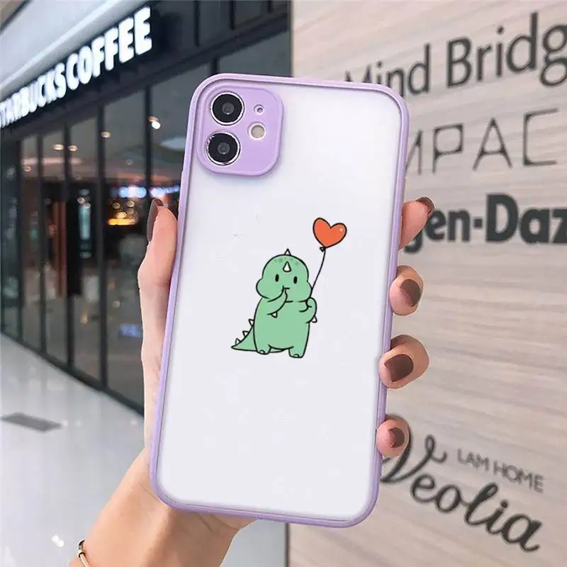

cute cartoon dinosaur Phone Case Matte Transparent For iPhone 12 Mini 11 Pro XR XS Max 7 8 Plus