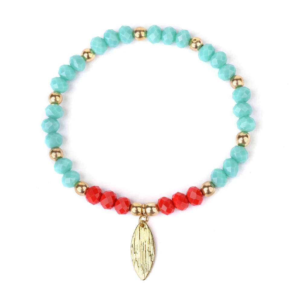 BOJIU Boho 5 шт./компл. эластичные браслеты с хрустальными бусинами для женщин золотые