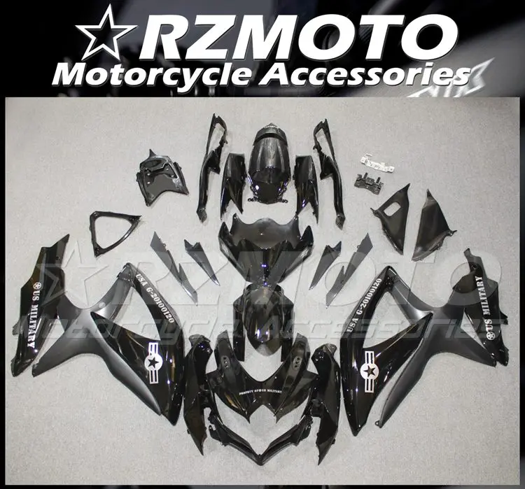 

Injection New ABS Whole Fairings kit Fit for Suzuki GSX-R 600 750 K8 2008 2009 2010 08 09 10 Bodywork set black glossy