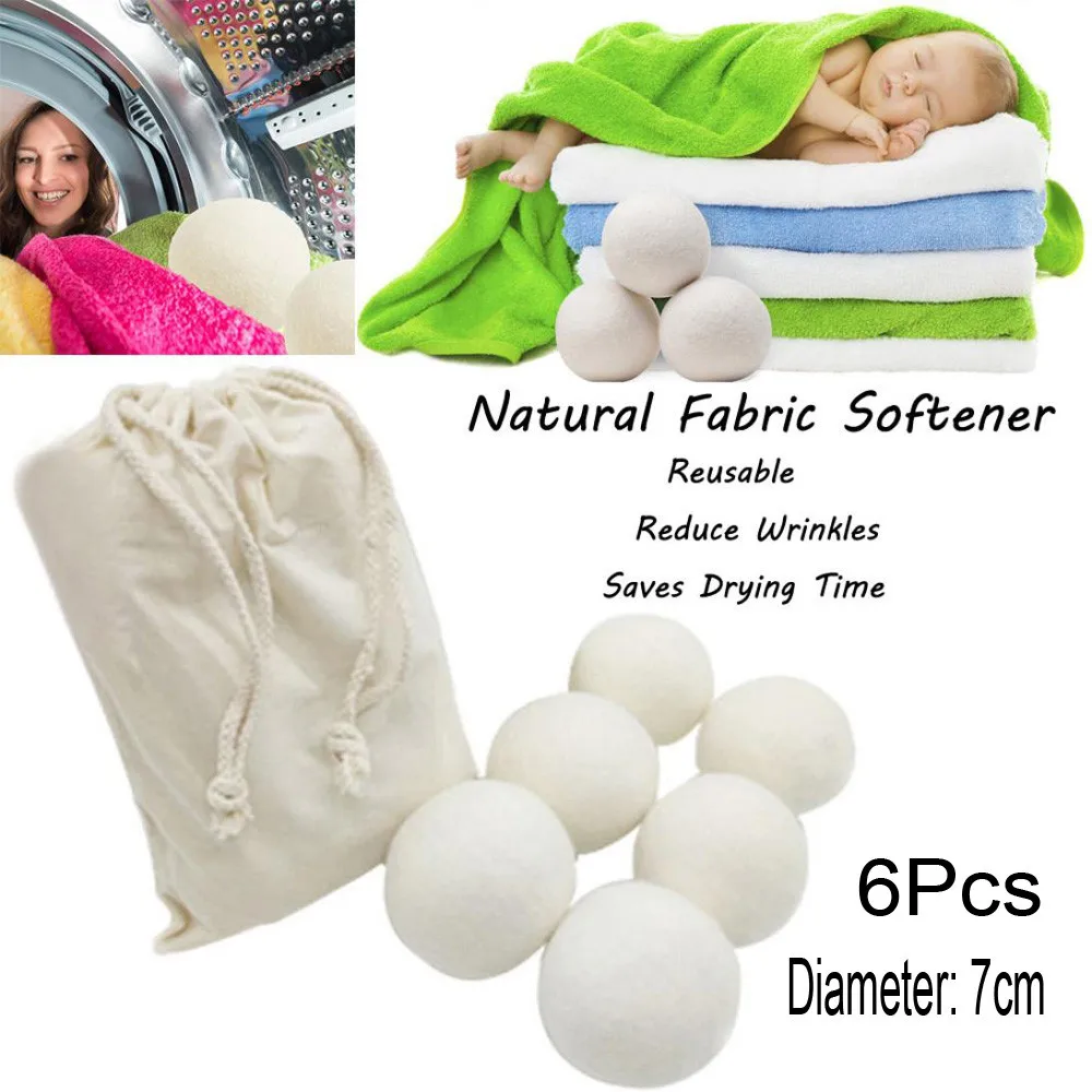 

2021 NEW Sheep 6-Pack Premium Wool Dryer Balls Reusable Natural Fabric Softener 7CM Organic Wool Dryer Balls Easy to Handle