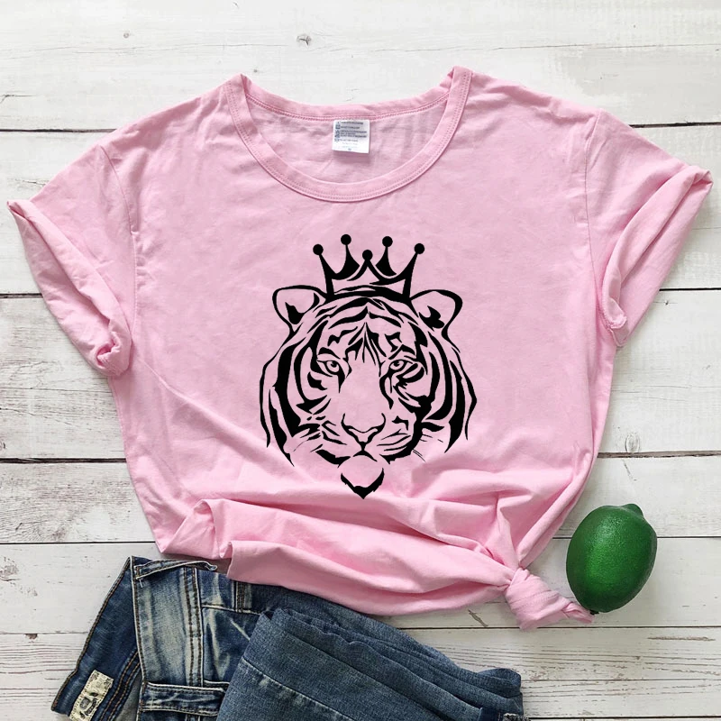 Футболка Tiger King женская с графическим принтом милая хипстерская рубашка из 100%