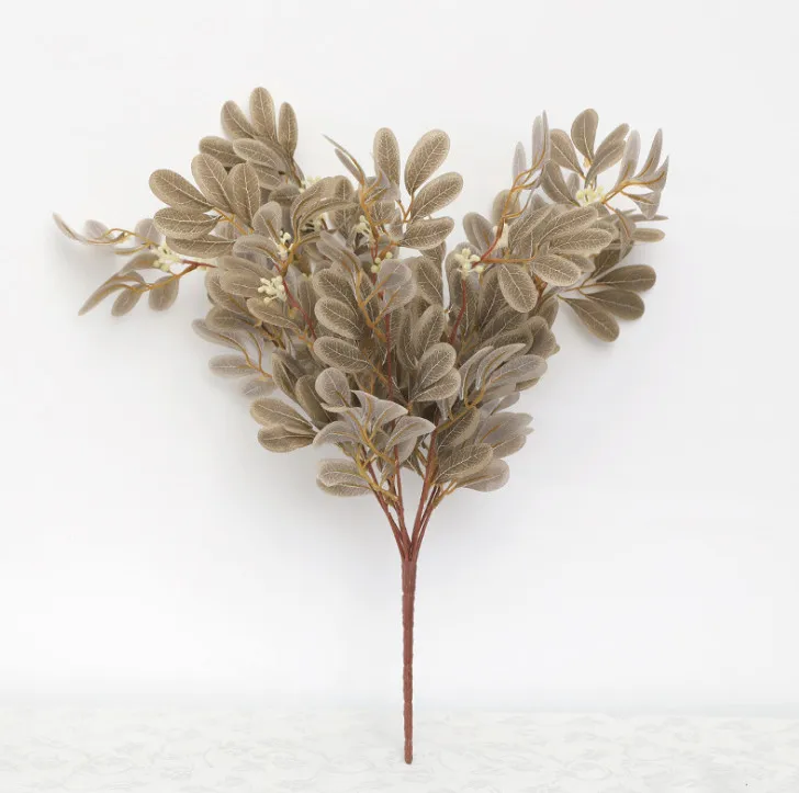 

New 49CM9 Fork Green Jujube Leaf Bunch Simulation Plant DIY Home Garden Living Room Office Restaurant Wedding Decoration Cheap