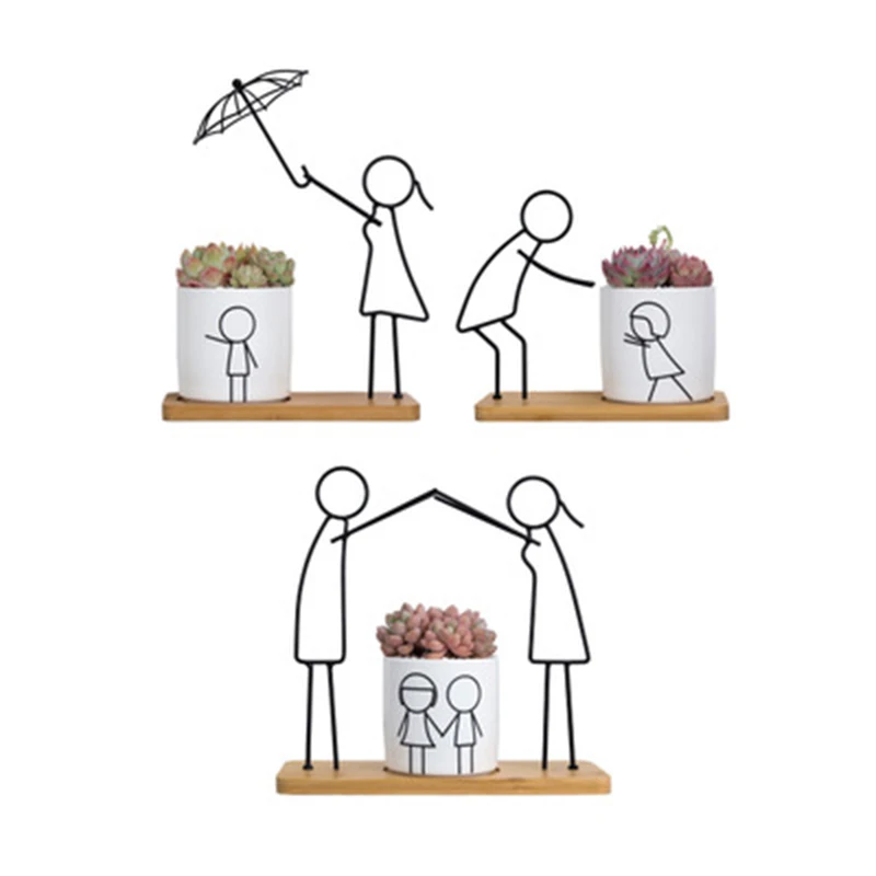 

Абстрактный Цветочный горшок для мамы, папы, для родителей и детей, железная керамическая ваза для суккулентов, зеленые растения, украшение ...