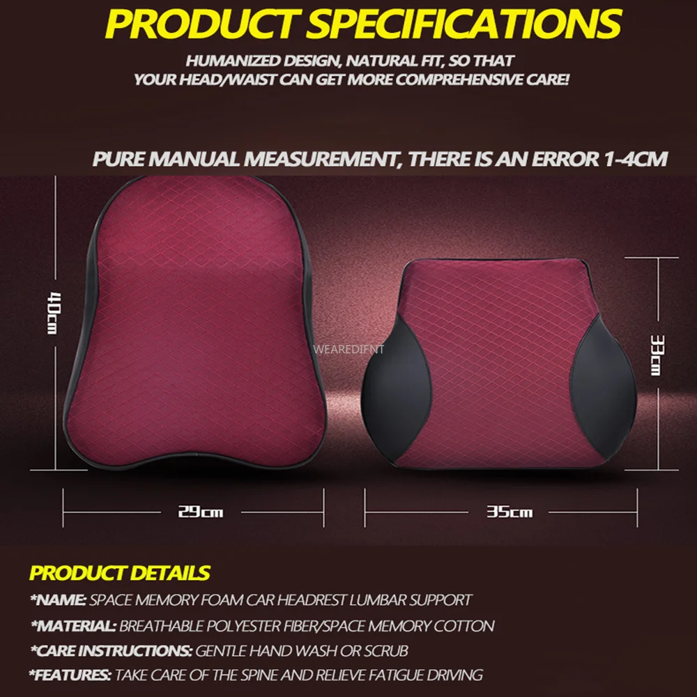 

Waist Pillow Adjustable Restraint 3D Memory Cotton Auto rest Travel Support Holder Seat Covers Car Styling
