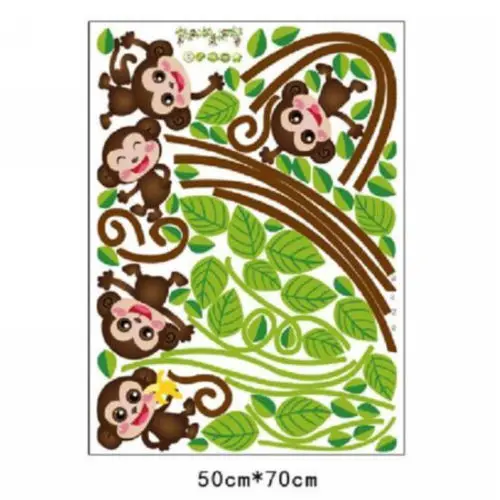 

Removable Vinyl Monkey Bedroom Wall Sticker Decals Mural Jungle Nursery Monkey Kid Room Decoartion Home Decor