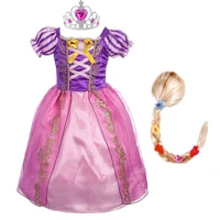 girls rapunzel dress kids summer tangled fancy princess costume children disguise birthday carnival clothes halloween party gown