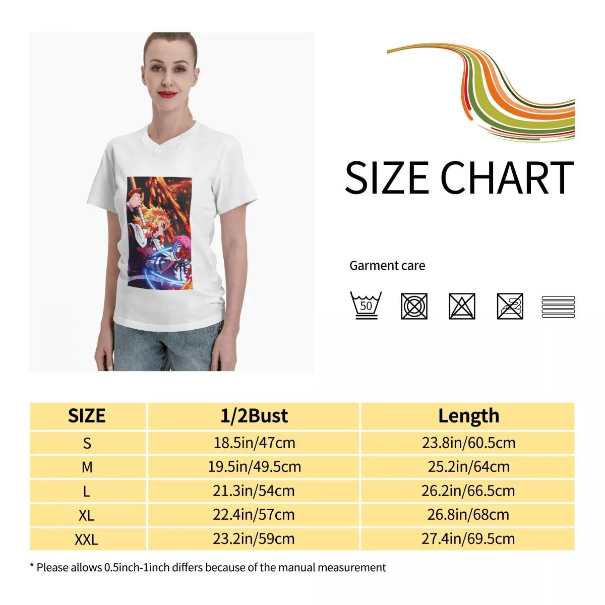 

Anime Fans Kamado Tanjirou 13 womens shirts Micro play V-neck T-shirt with short sleeves