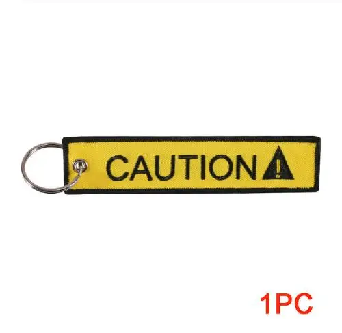 Yellow CAUTION Новинка, брелок для ключей, брелок Bijoux, брелок для мотоциклов и автомобилей, брелок для ключей с вышивкой - Цвет: Yellow CAUTION