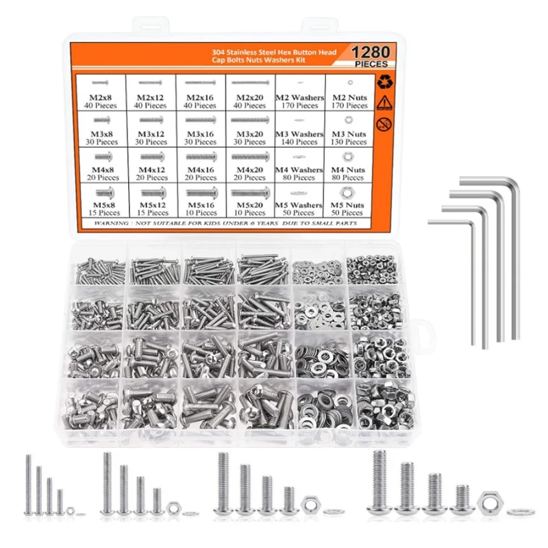 1280 Combination Stainless Steel Round Head Hexagon Socket Set Box Screw | Инструменты
