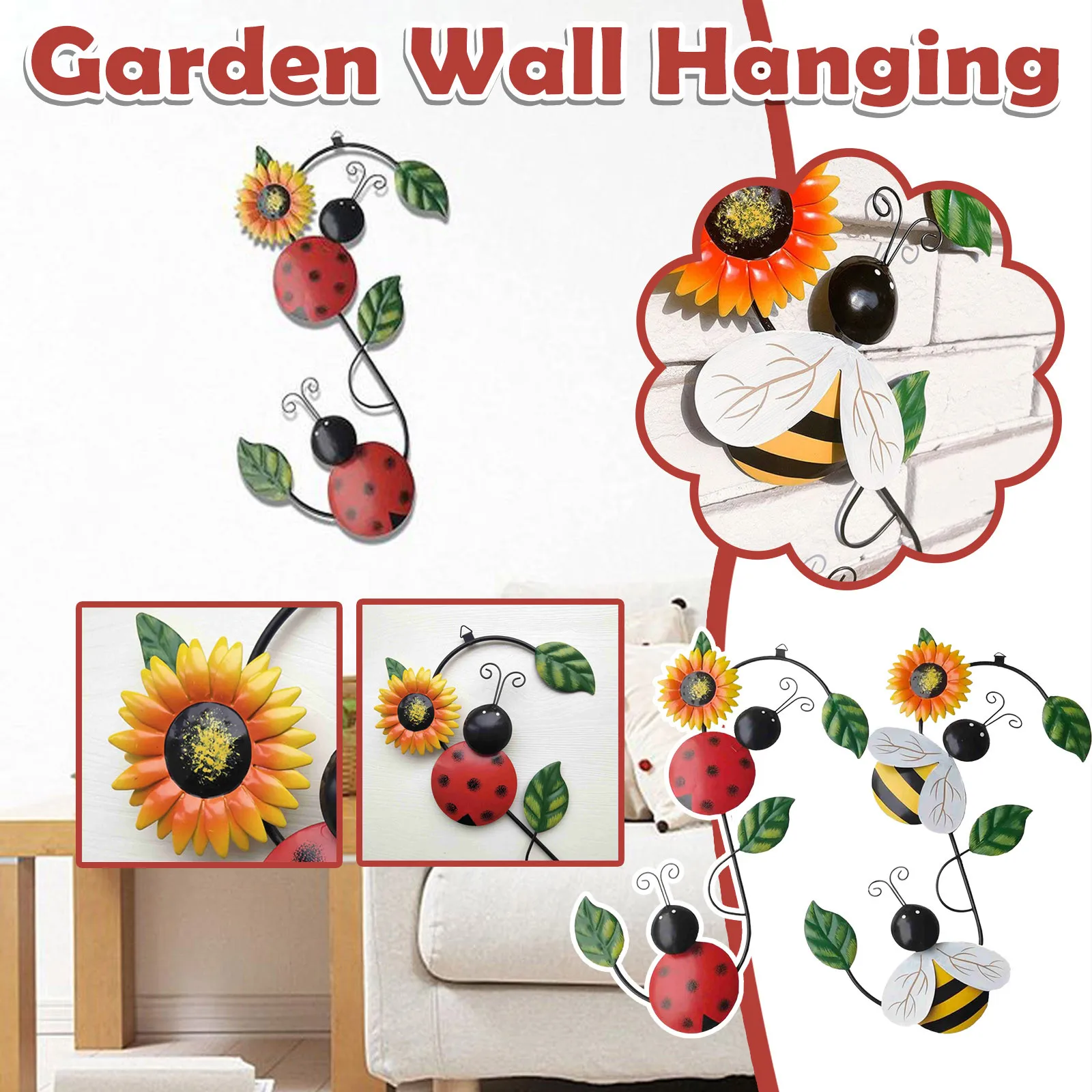 

Железная подвесная божья коровка, приветственный знак, садовый двор, настенное дерево, скульптура, домашнее металлическое искусство насеко...