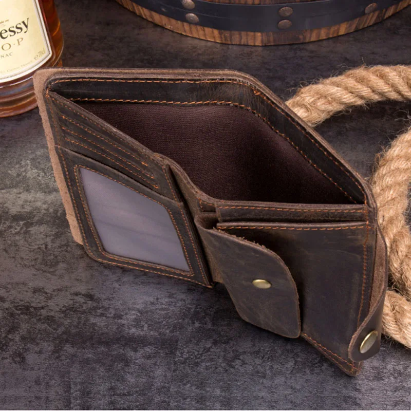 Для мужчин Crazy Horse из натуральной кожи кошелек складываются в три раза Винтаж