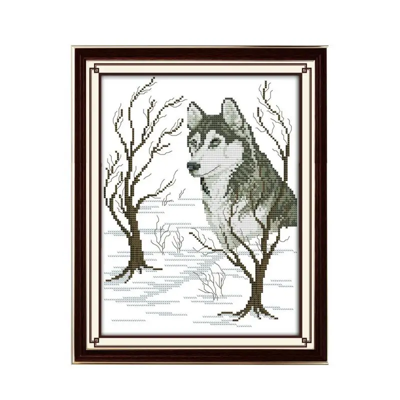 Набор для вышивки крестиком в виде собаки Зимний снег 14ct 11ct | Дом и сад