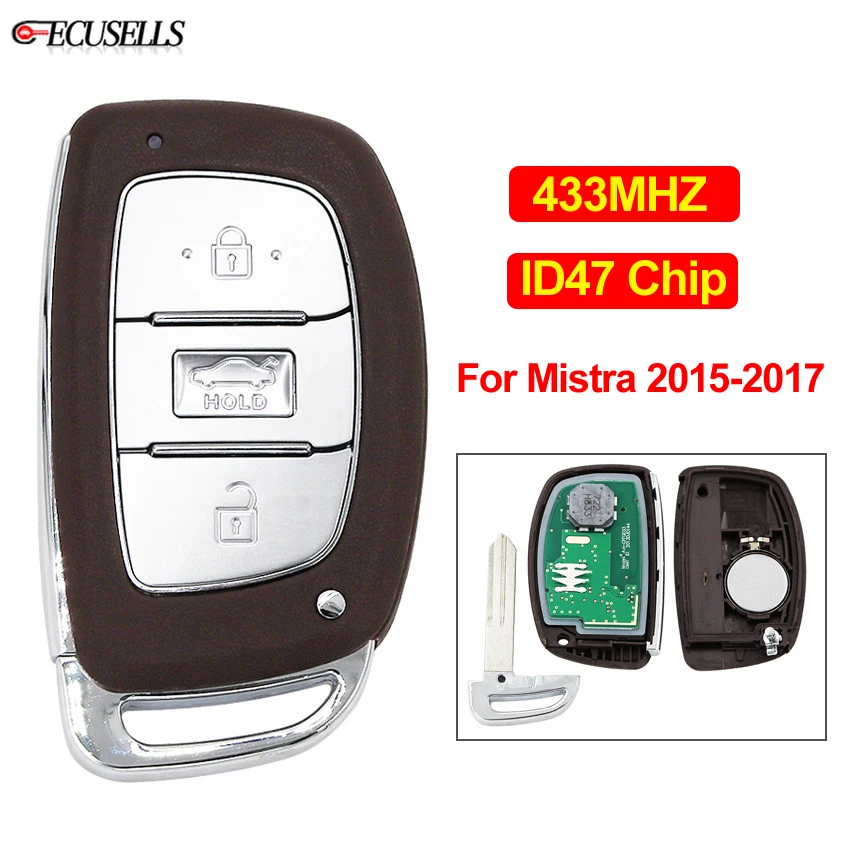 3 кнопки умный дистанционный ключ брелок от машины 433 МГц с ID47 чипом Uncut Blade для Hyundai
