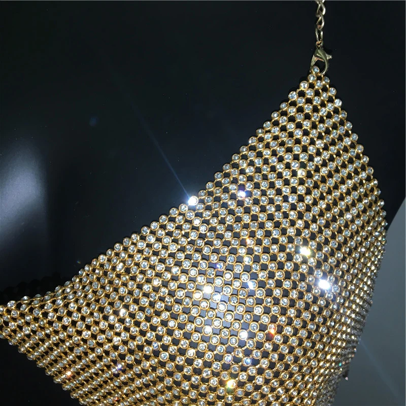 Пикантный Женский комплект из 2 предметов с блестящими стразами топ глубоким