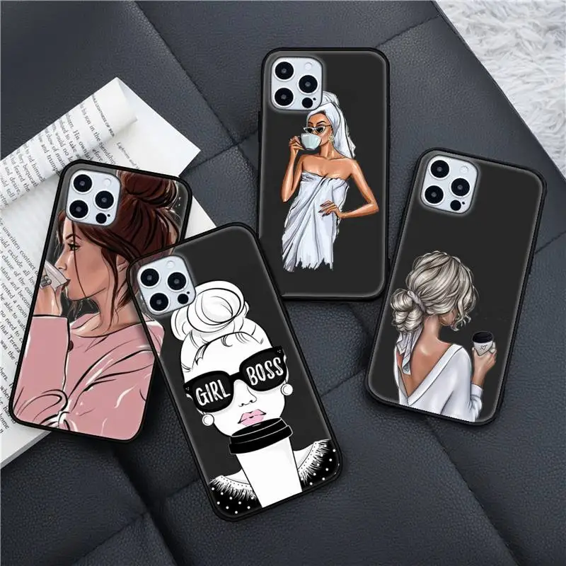 

Princess Female boss coffee Phone Case for iPhone 7 8 11 12 Pro X XS Max XR Samsung A S 10 20 50 Plus pro funda