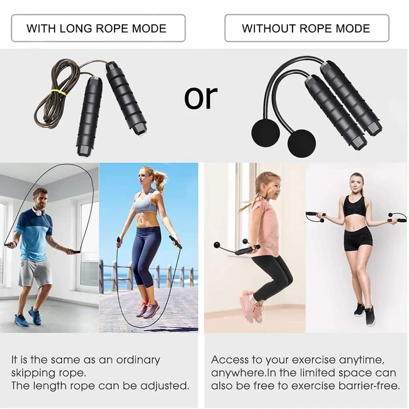 

Adjustable Skipping Ropeless Jump Rope Crossfit Speed Rope for Exercise Training Cordless Gym Weight Loss Fitness Indoor Gym
