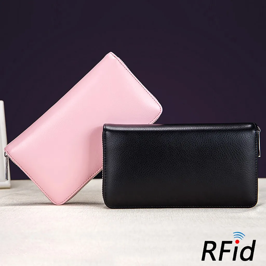 Кожаный RFID блокирующий держатель для кредитных карт мужской Противоугонный дорожный паспорт Длинный кошелек женский деловой ID держатель 36 бумажник для карт