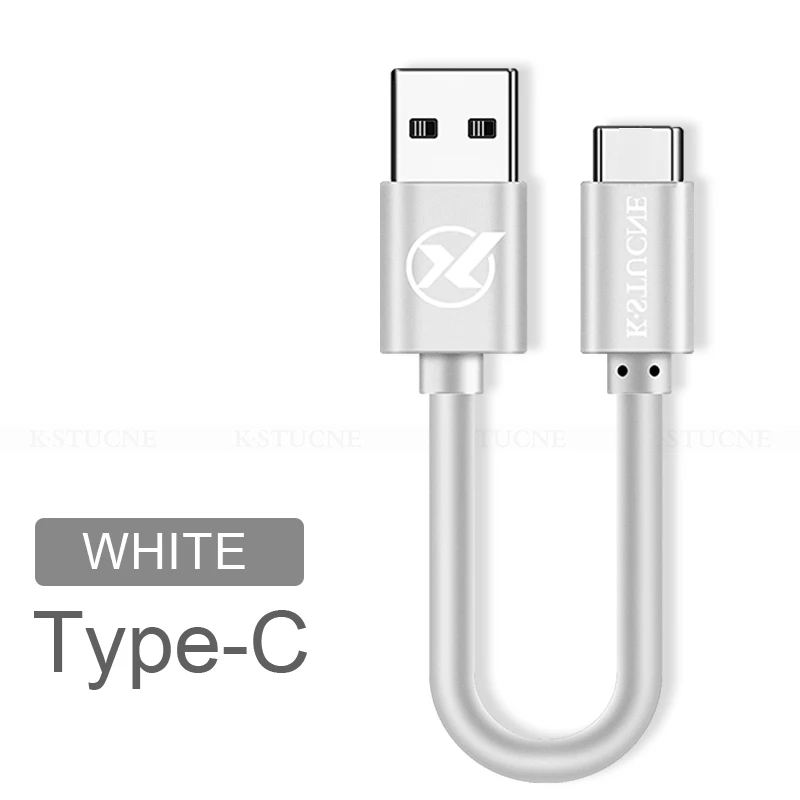 Белый Usb type-C кабель 20 см короткий кабель передачи данных для быстрой зарядки для samsung S9 S8 Plus USB-C провод для huawei Xiao mi 8 mi 9 зарядный кабель - Цвет: Белый