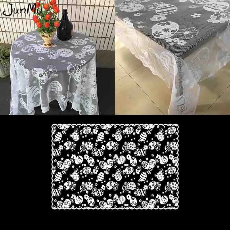 

Lace Table Easter Eggs Wedding Party Easter Decor Cotton Table Flag Tablecloth Decoration Supplies Party Ornament 60" x 84"