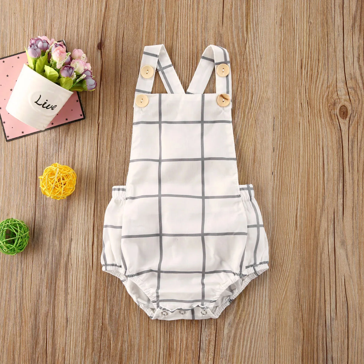 

2020 New Newborn Toddler Infant Baby Girl Boy Rompers Bodysuits Plaid Print Sleeveless Summer Causal Jumpsuits 0-24M