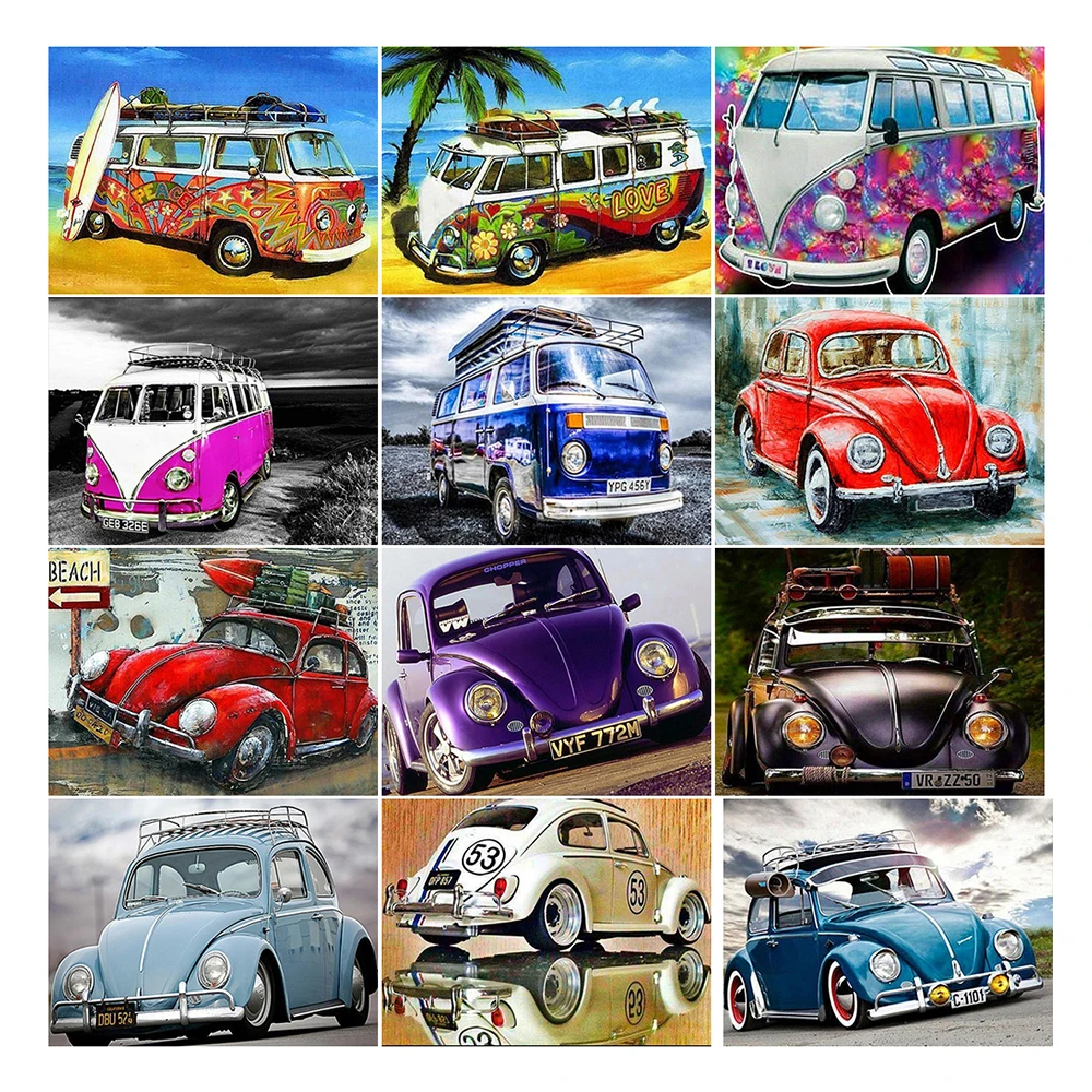 

LZAIQIZG квадратная/круглая бриллиантовая фотография классической автомобильной мозаики Стразы Алмазная вышивка Декор для дома