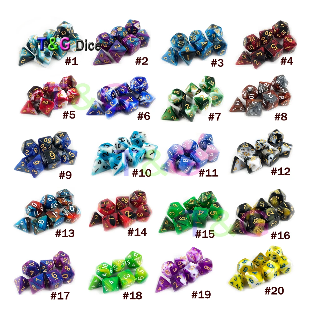Новый двойной цвет игральные кости 20 различных наборов D4 D20 для DND RPG портативная