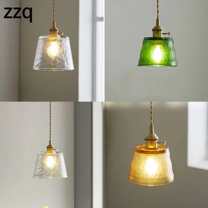 

Retro And Fresh American Style Copper Glass Bedroom Bedside Chandelier Dining Room Kitchen Home Decoration Small Chandelier