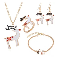 fashion christmas new product personality creative alloy oil dripping santa claus necklace sweater chain four piece set
