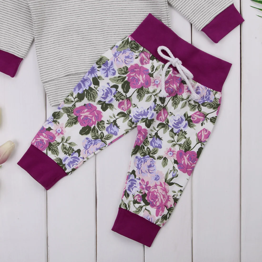 Floral Button Baby Clothing Newborn Kids Outfit Baby Boy Girl Clothes Hoodie T-shirt Tops+Pants Gift Sets Baby Clothing