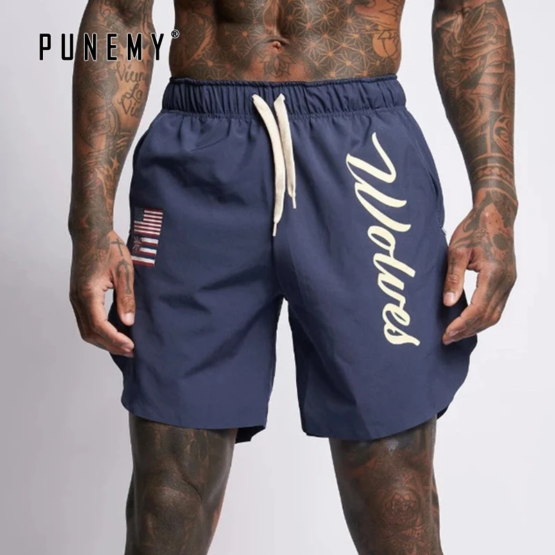 Мужские шорты летние модные для фитнеса бодибилдинга пляжные штаны тренировок