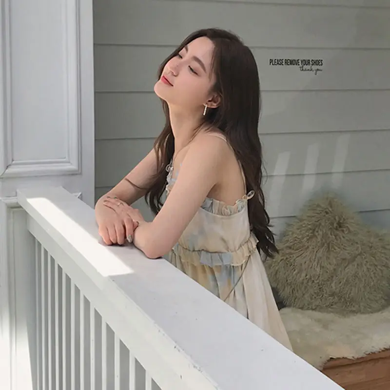 Французский в винтажном стиле Платье на петельках для женщин основе красителя